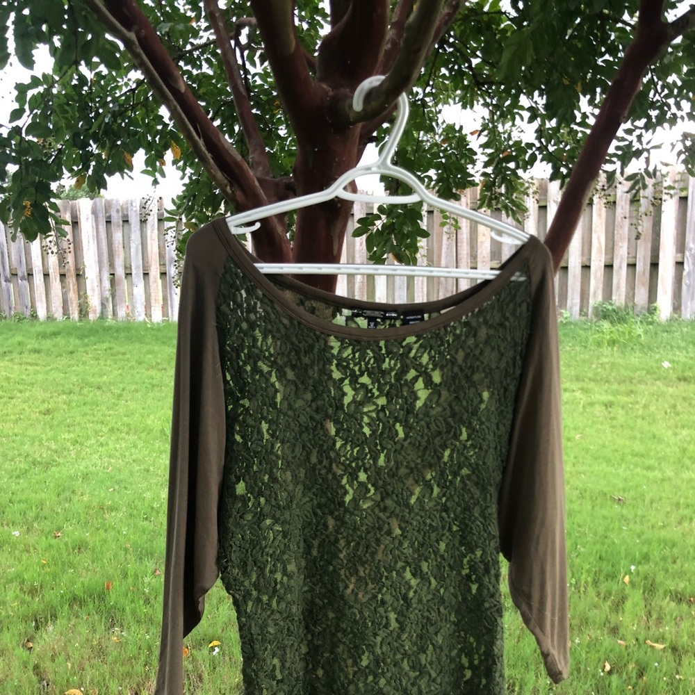 Miss Me Lace Boatneck Raglan Boutique Olive Army